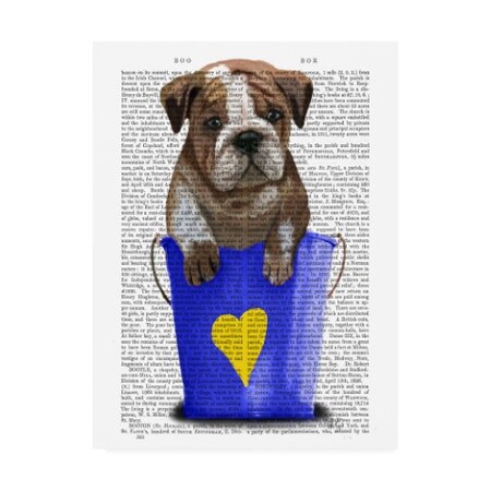 Trademark Fine Art Fab Funky 'Bulldog Bucket Of Love, Blue' Canvas Art, 35x47 WAG12683-C3547GG